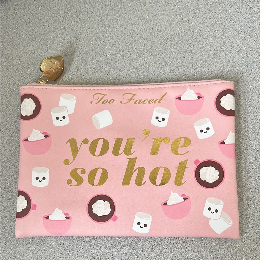 Too Faced Pink and Gold Makeup Bag
